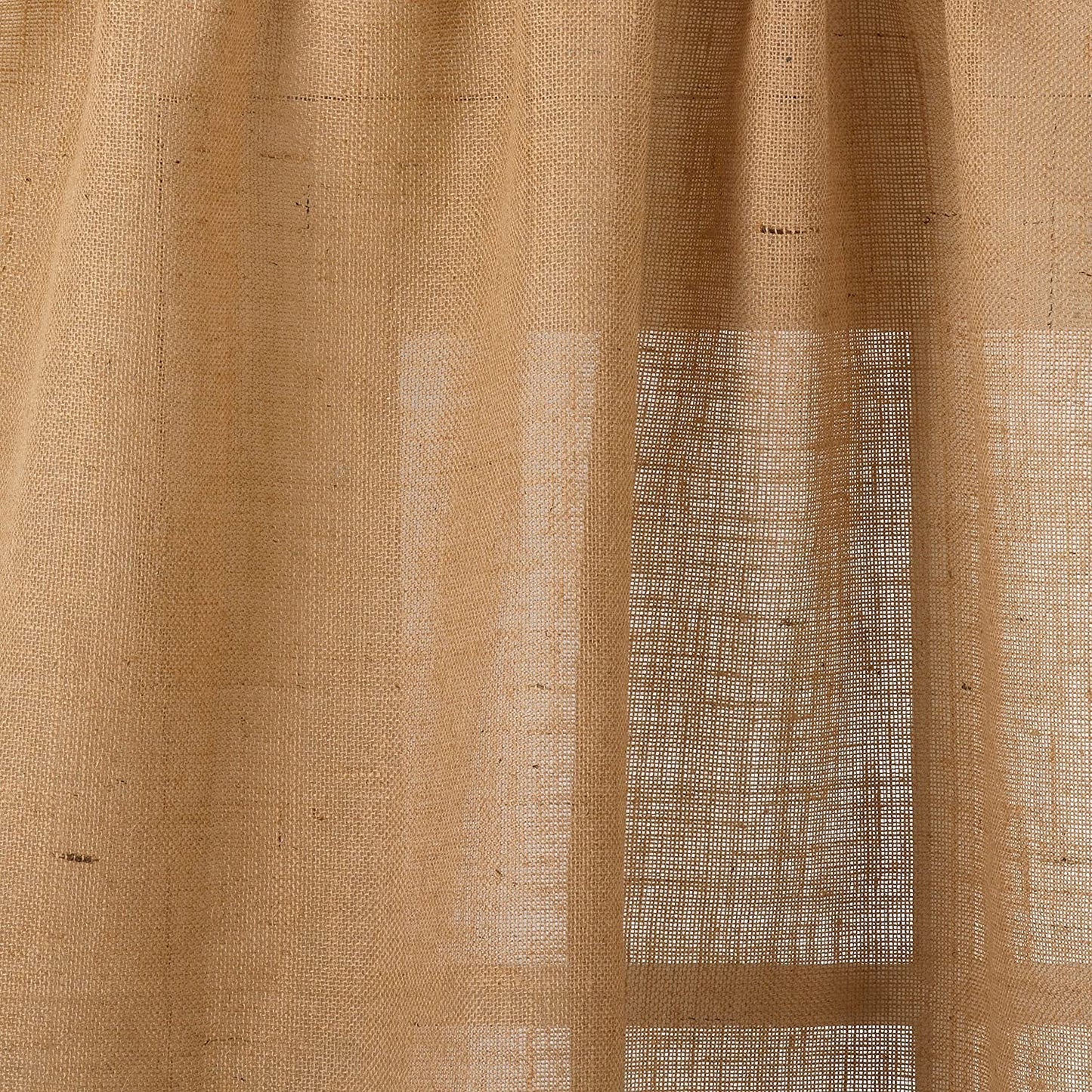 Fennco Styles Open Wave Burlap Unlined Curtain Rod Pocket Jute Window Curtain Single 1 Panel for Bedroom, Living Room, Patio Door Backing Sliding Glass Door Drape
