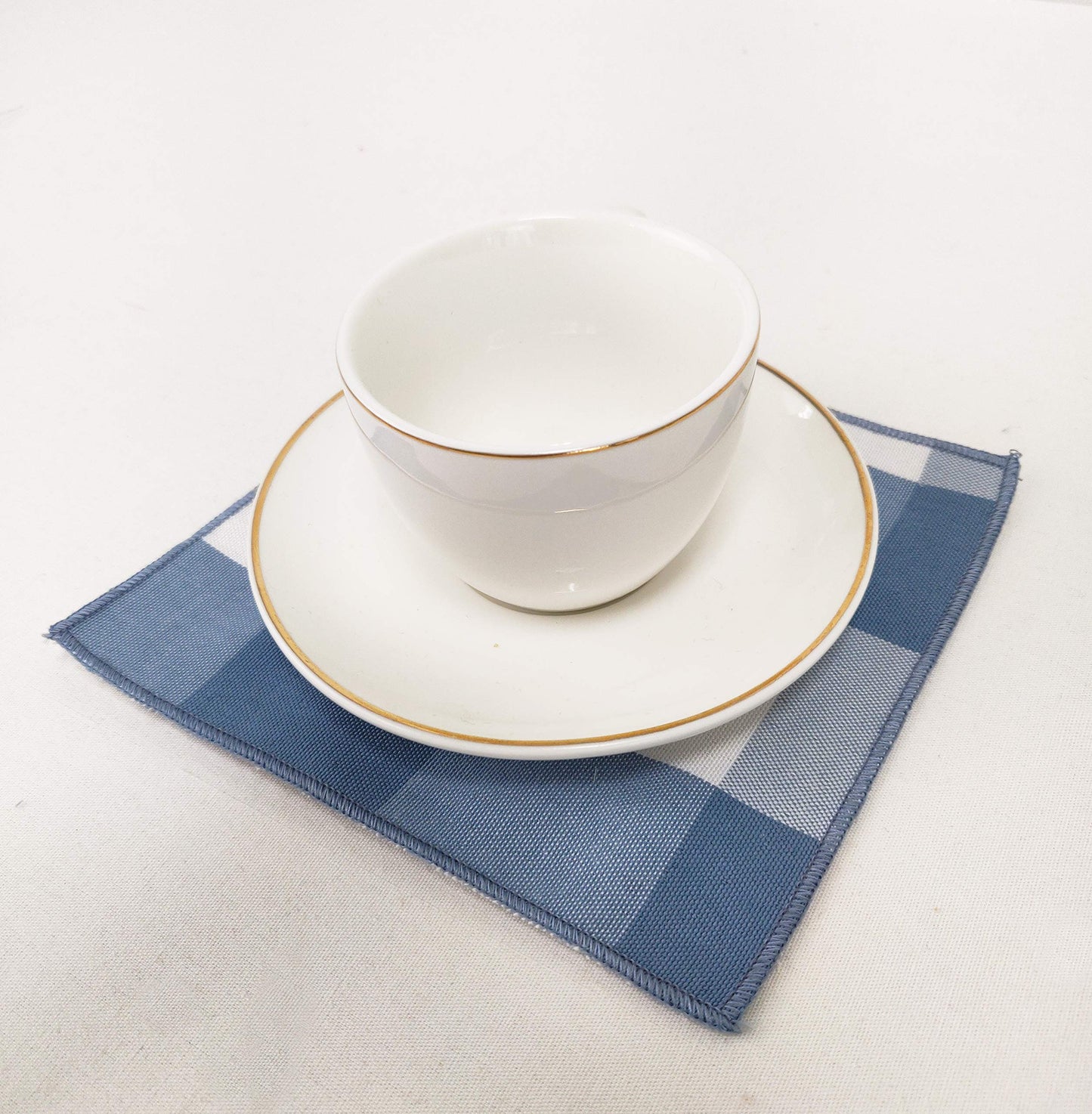 Fennco Styles Buffalo Check Double Layers Reversible Coasters 6"W x 6"L, Set of 4 - Handmade in USA - Plaid Cocktail Napkins for Everyday Use and Special Occasion