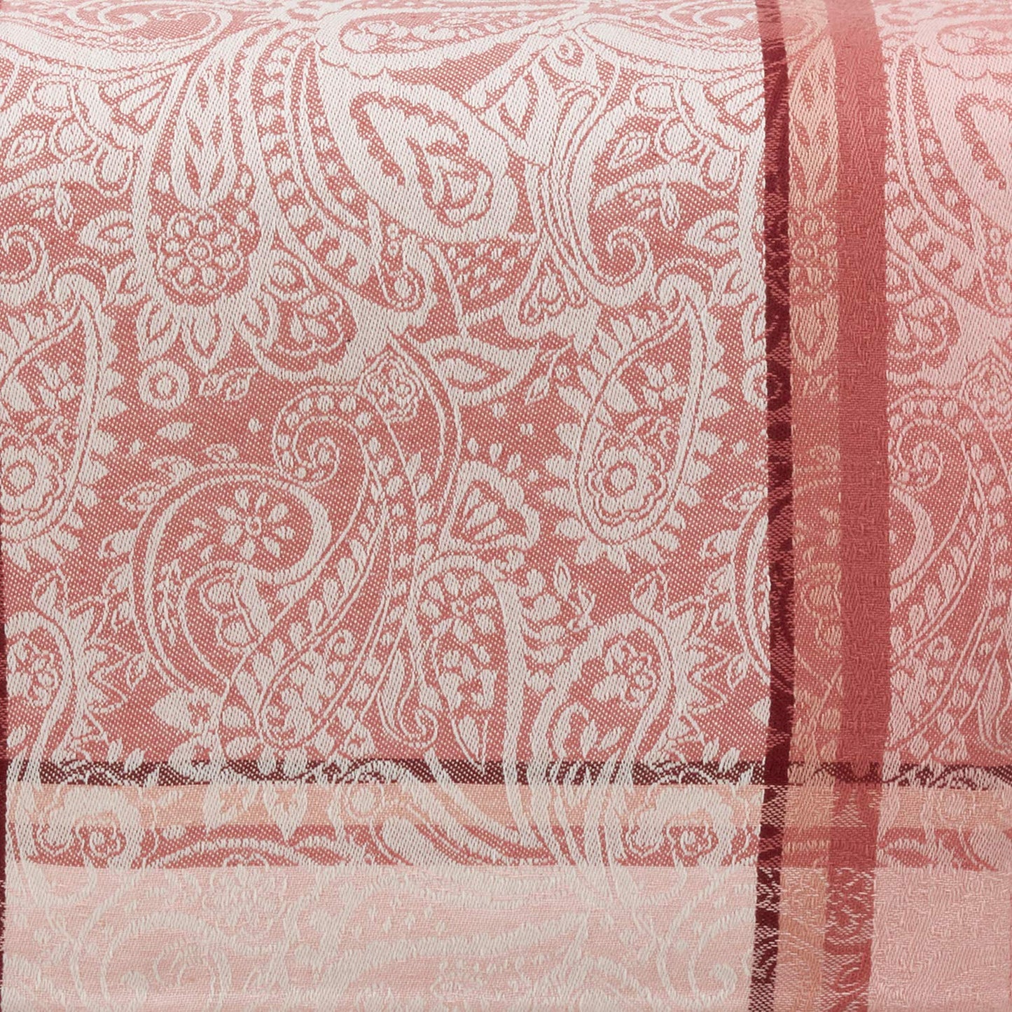 Fennco Styles Clodia Collection Classic Paisley Jacquard Striped 100% Cotton 13 x 72 Inch Table Runner – Salmon Table Runner for Banquets, Family Gathering, Special Events and Home Décor