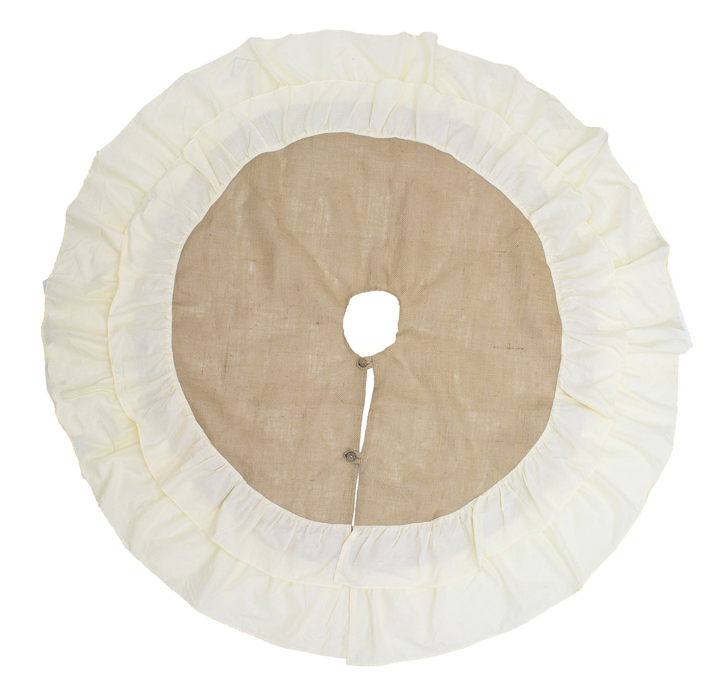 Fennco Styles Sidonia Cotton and Jute Ruffled Holiday Decor Christmas Tree Skirt, One Piece