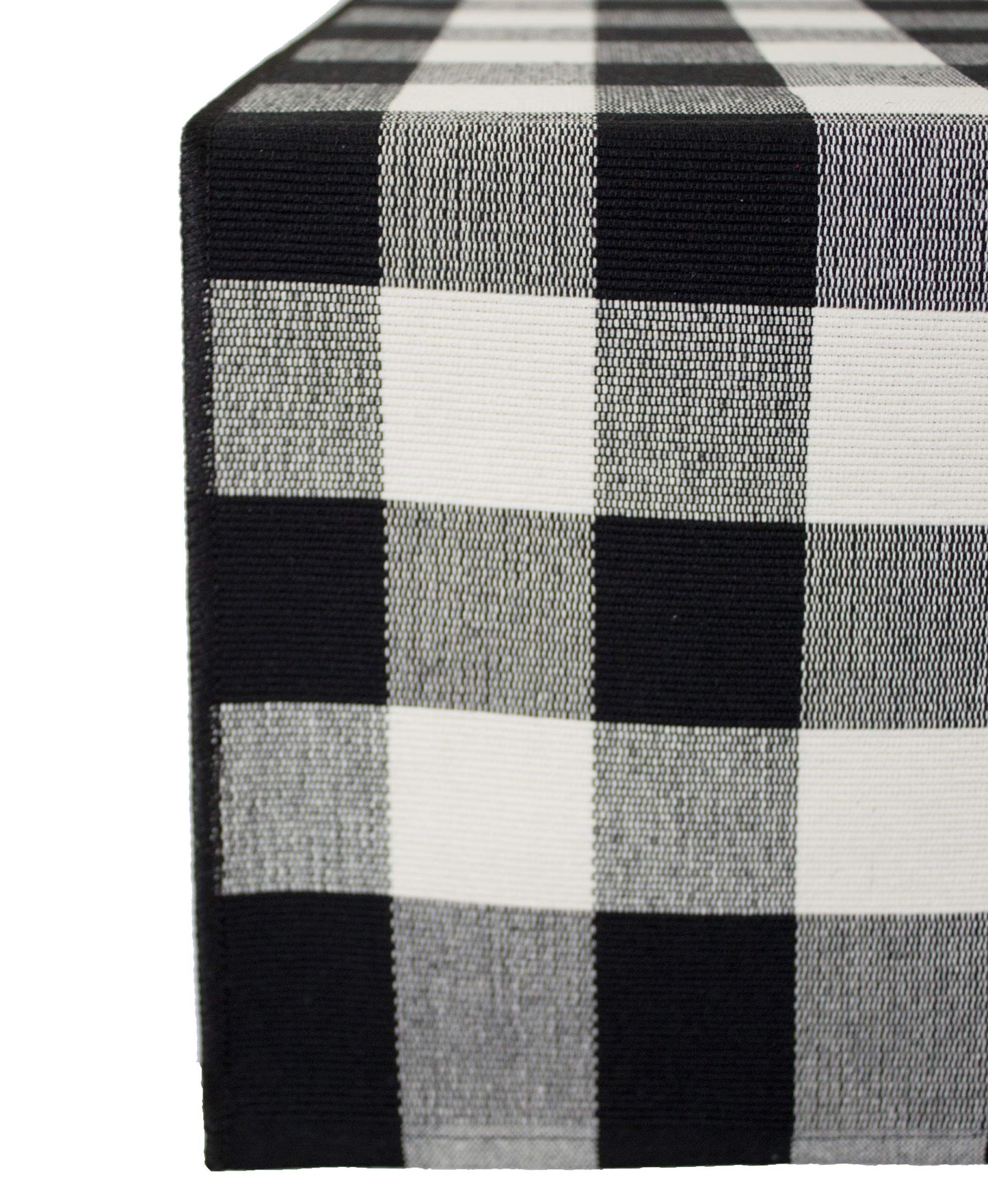 Fennco Styles Rustic Collection Buffalo Check with Rolled Hem Edge Table Runner