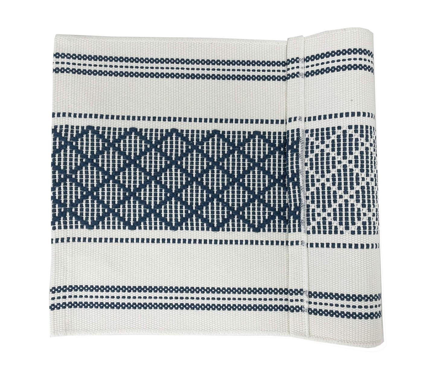 Fennco Styles Diamond Stitch Design Cotton Blend Placemats 14" W x 19" L, Set of 4 - Black Geometric Woven Table Mats for Boho Décor, Home, Dining Table, Banquets, Family Gatherings, Special Occasion