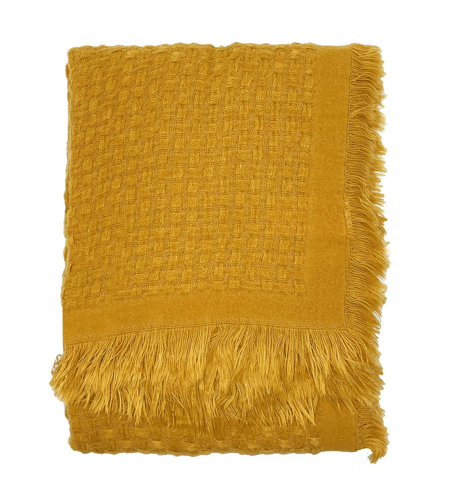 Fennco Styles Waffle Weave Solid Lightweight Throw Blanket with Fringe 50" W x 60" L - Slate Blanket for Sofa, Couch, Living Room and Bedroom Décor