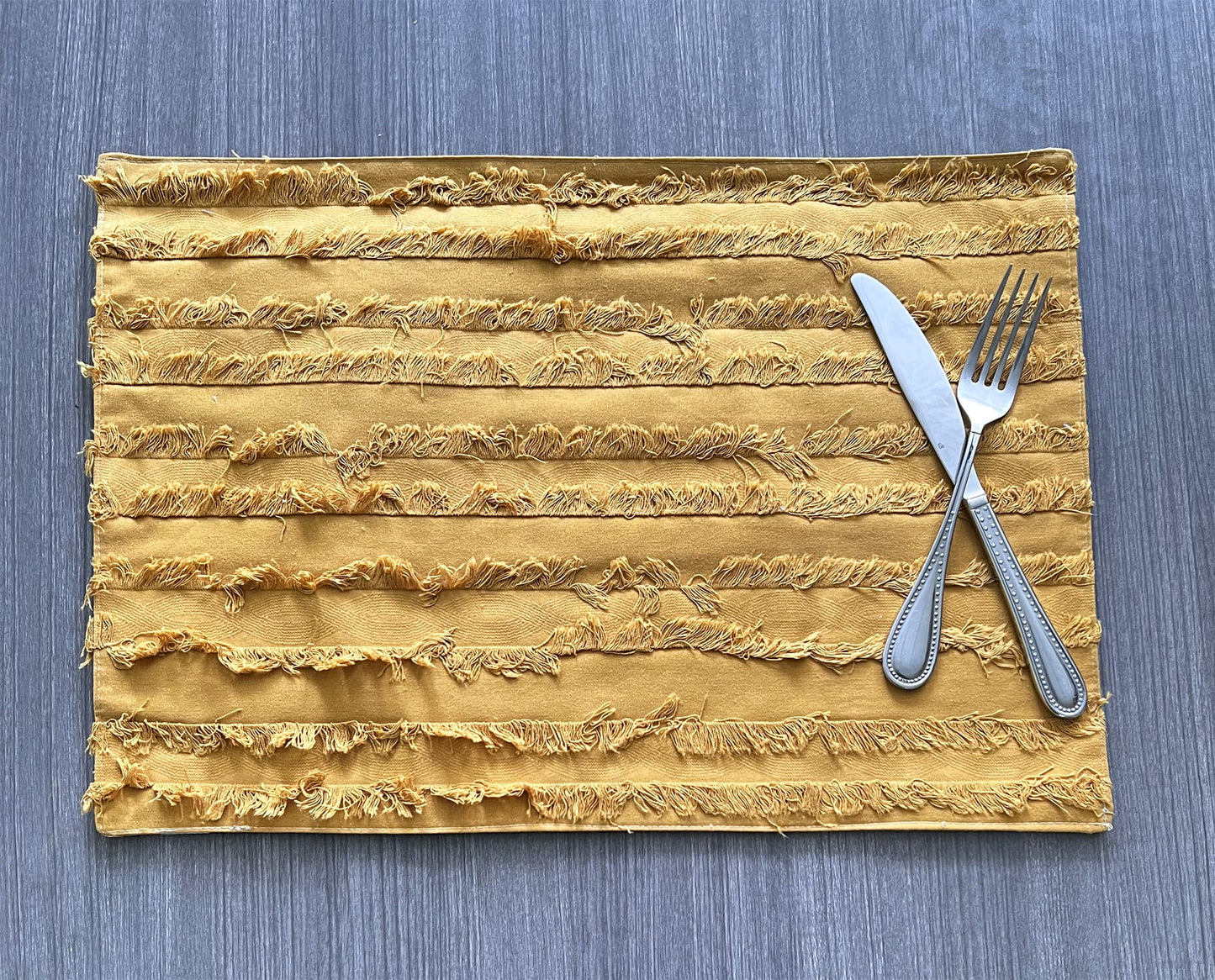 Fennco Styles Modern Fringe Stripe Cotton Table Runner 15" W x 72" L - Table Cover for Home Décor, Dining Table, Banquet, Everyday Use and Special Occasion