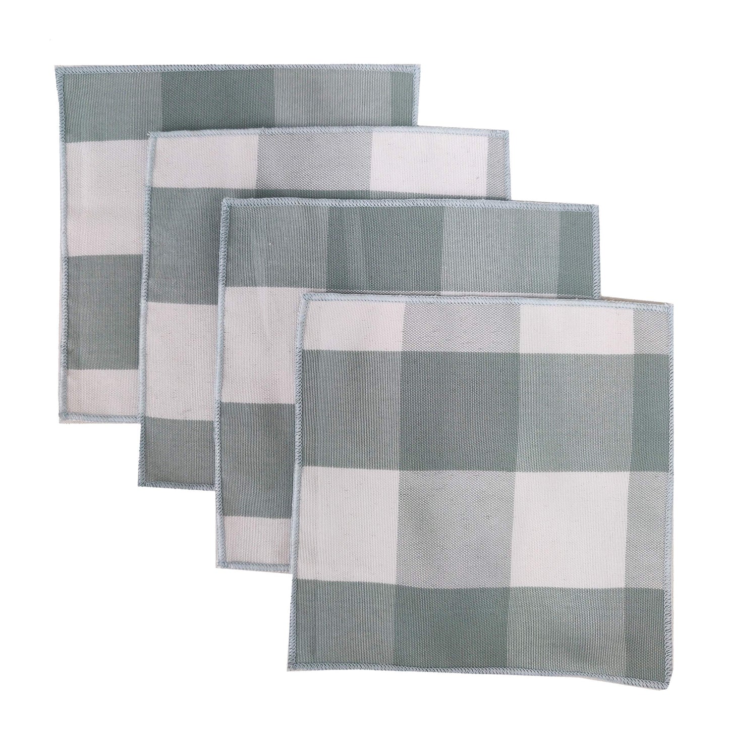 Fennco Styles Buffalo Check Double Layers Reversible Coasters 6"W x 6"L, Set of 4 - Handmade in USA - Plaid Cocktail Napkins for Everyday Use and Special Occasion