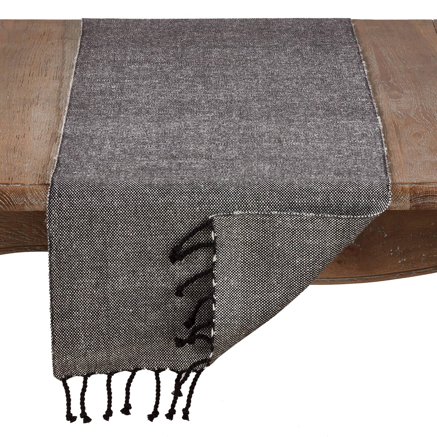 Fennco Styles Stylish Cotton Blend Solid Color Tassel Decorative Table Runner