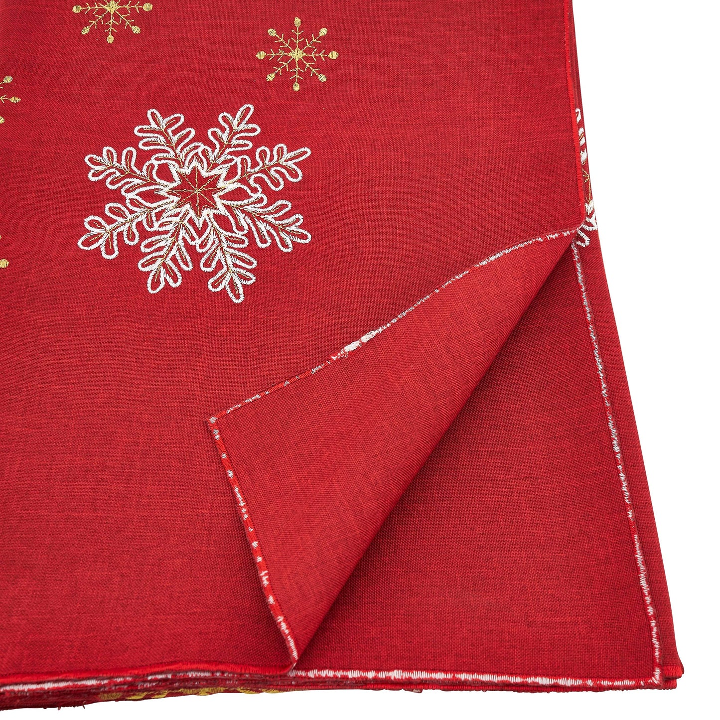 Fennco Styles Embroidered Snowflake Holiday Tablecloth - Silver Elegant Table Cover for Home Décor, Everyday Use, Christmas, Weddings and Special Events