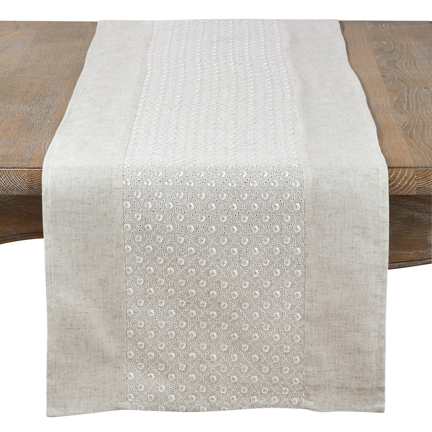 Fennco Styles Fancy Floral Embroidery Linen Table Runner 16"x72"