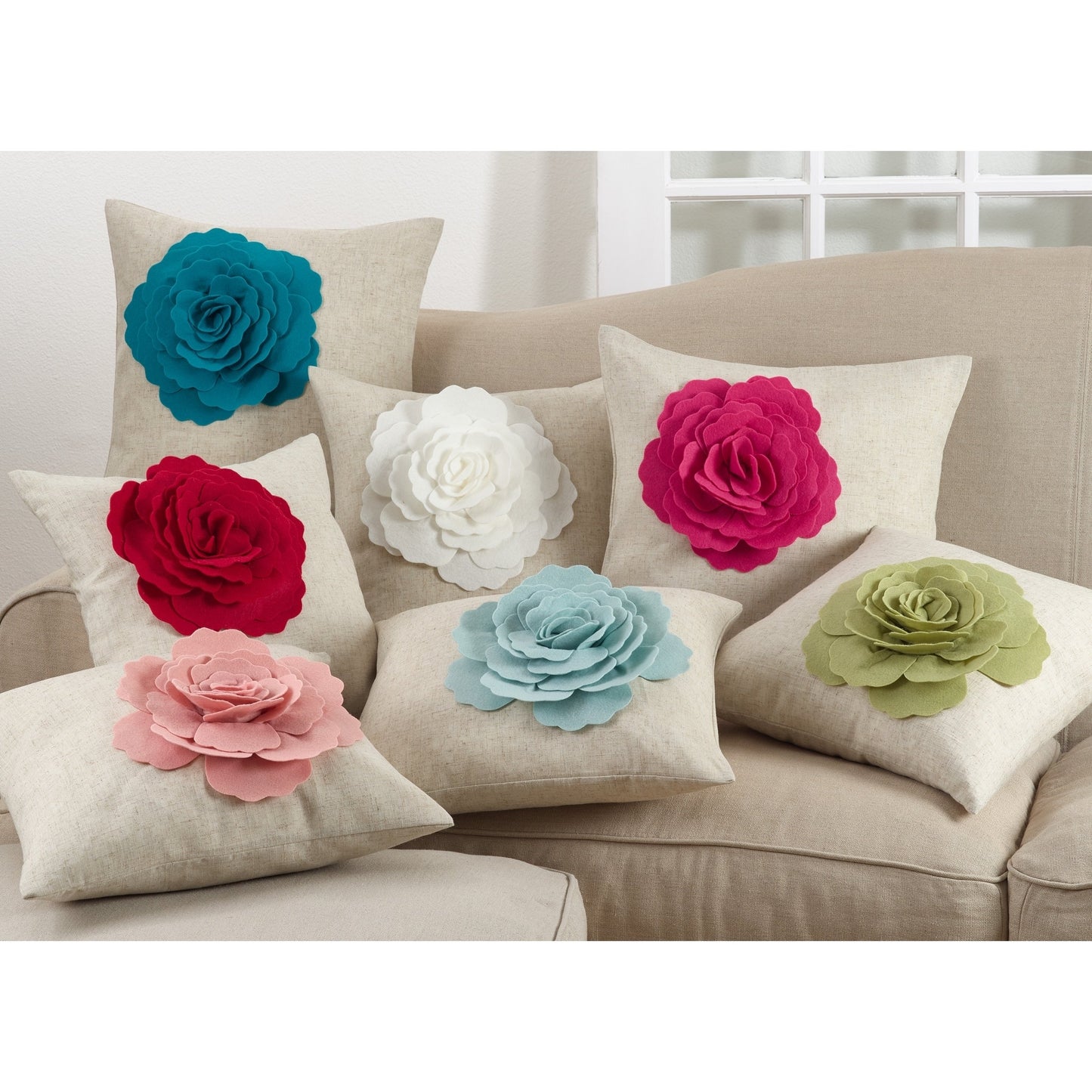 Fennco Styles Decorative Rose Flower Statement Throw Pillow 18"x18"