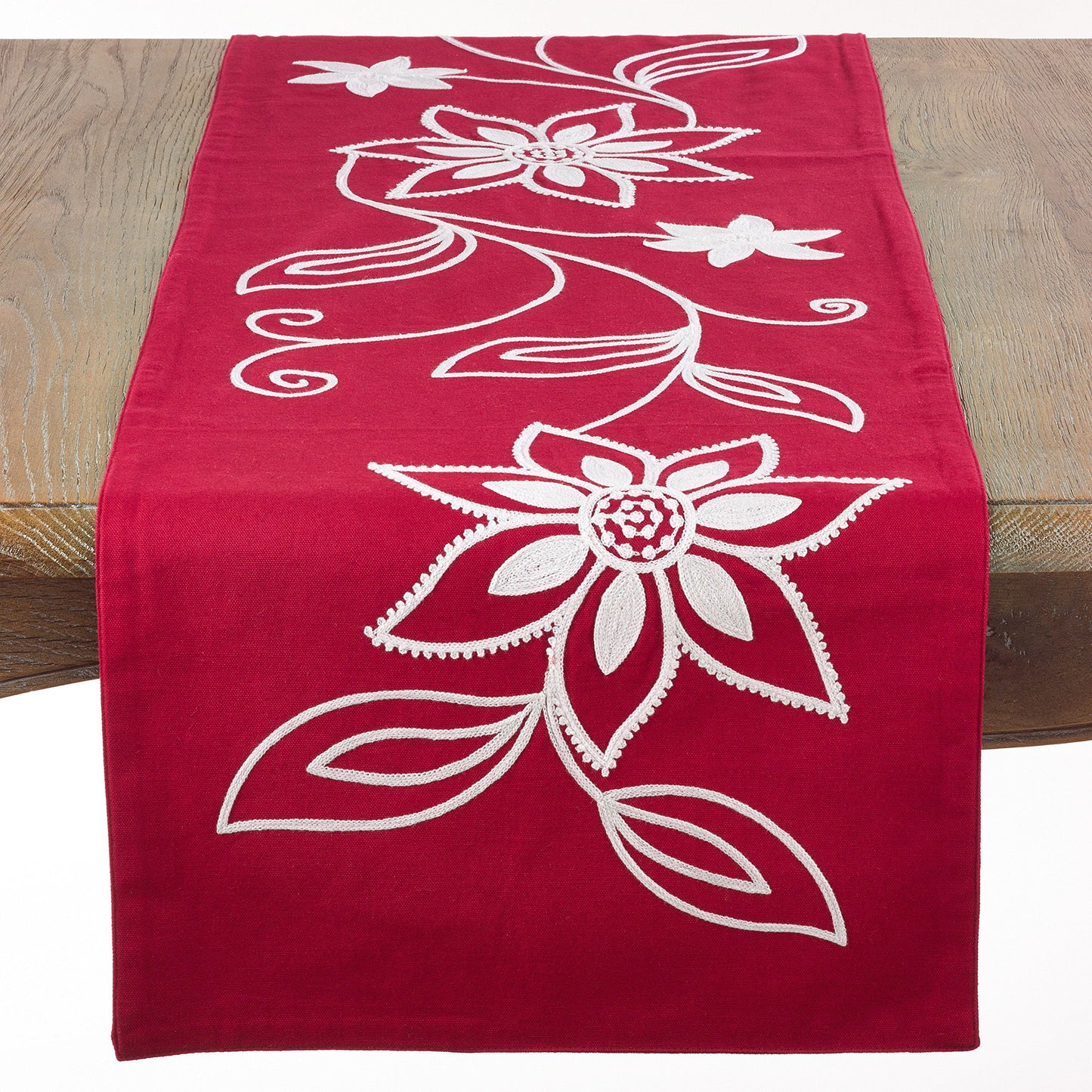 Fennco Styles Elegant Embroidered Flower Holiday Festive Table Runner - 16" X 72"