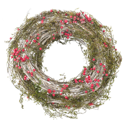 Fennco Styles Holiday Red Berry Artificial Faux Twig Branch Christmas Wreath 20" Round