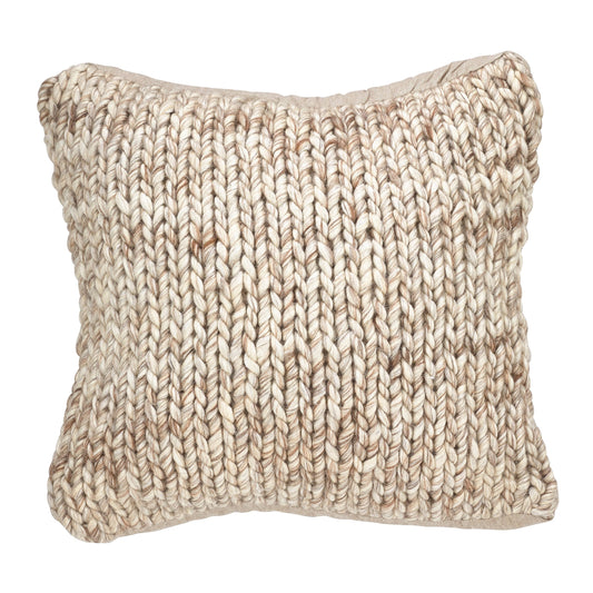 Fennco Styles Hand Cable Knit Design Accent Cushion Wool Down Filled Home Decorative Throw Pillow 18" Square (Chunky Cable Knit)