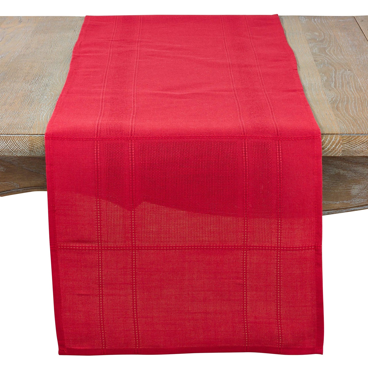 Fennco Styles Holiday Drawn Work Thread Design Table Runner - 2 Colors (Red, 16"x72" Table Runner)