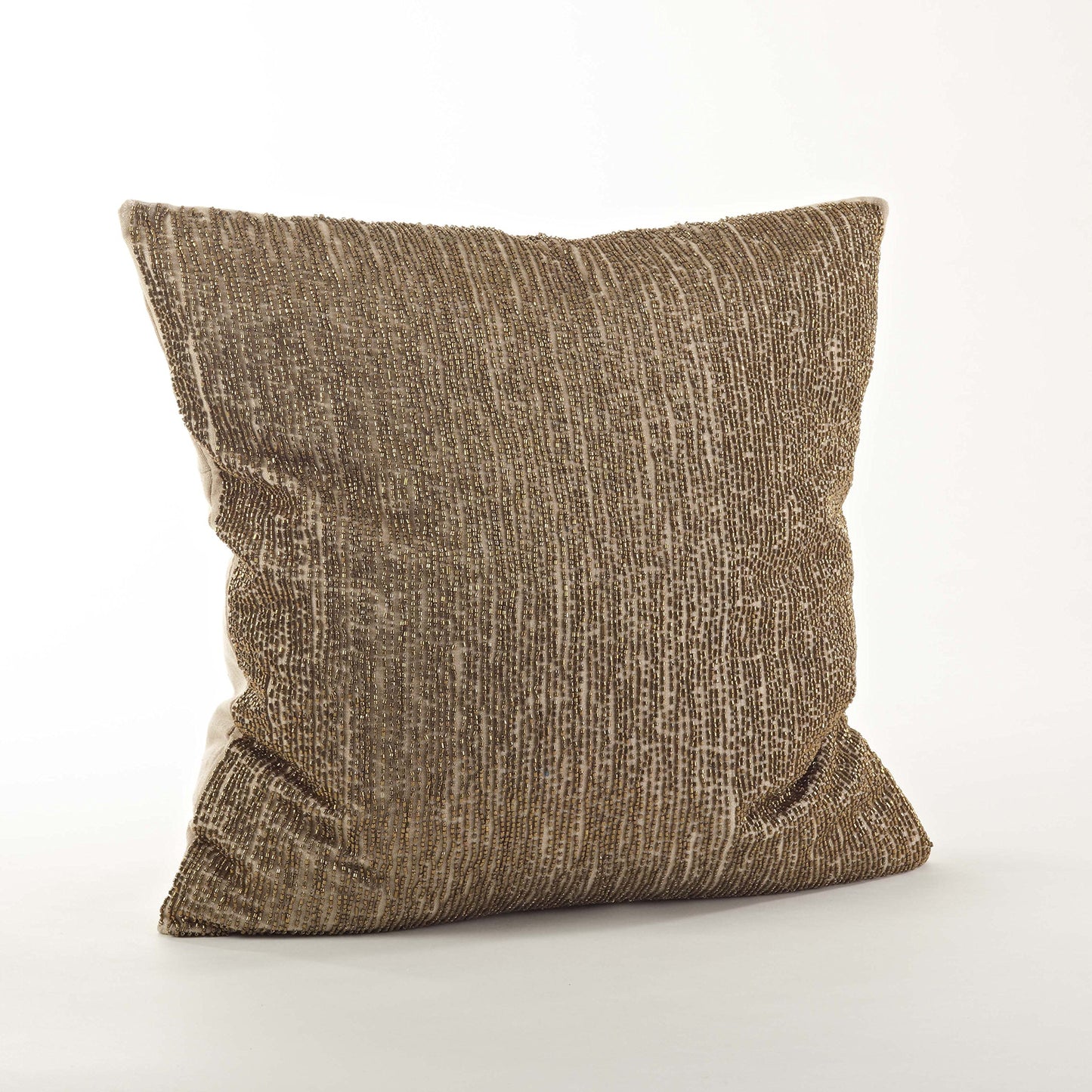 Fennco Styles Seed Beaded Design Decorative Filled Throw Pillow 18" W X 18" L - Natural Accent Pillow for Home, Couch, Living Room and Bedroom Decor