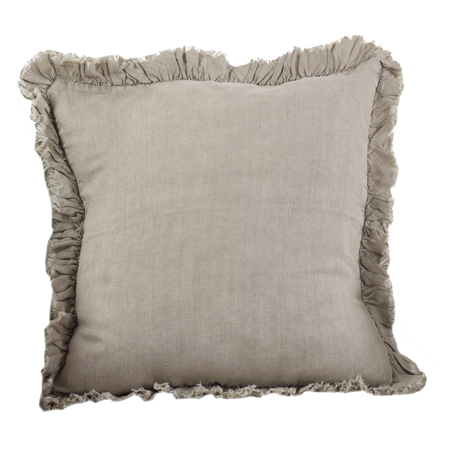 Fennco Styles Elegant Ruffled Design 100% Linen Decorative Throw Pillow 20 x 20 Inch - 3 Colors