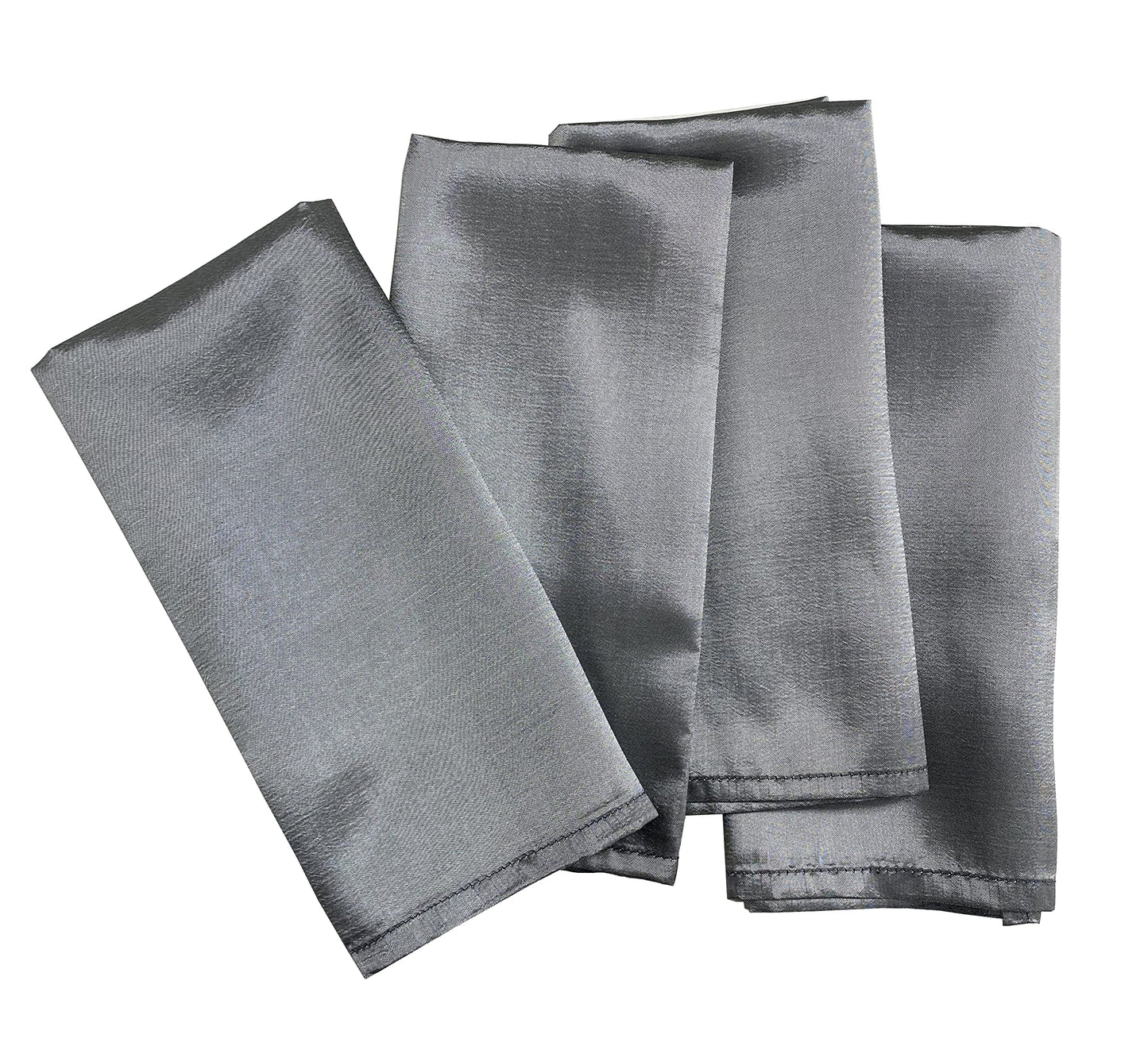 Fennco Styles Silver Satin Cloth Napkins 20" W x 20" L, Set of 4 - Solid Color Dinner Napkins for Wedding, Banquets, Special Events, Holiday and Christmas Décor