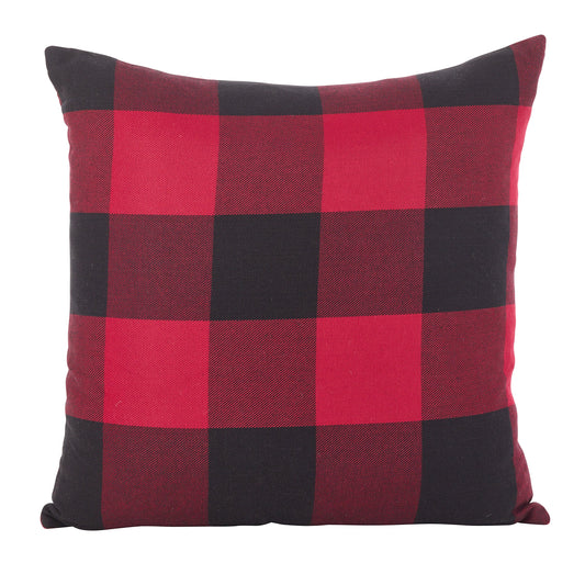 Fennco Styles Home Decor Buffalo Check Plaid Cotton Throw Pillow (Red, 20"x20" Pillow Case)