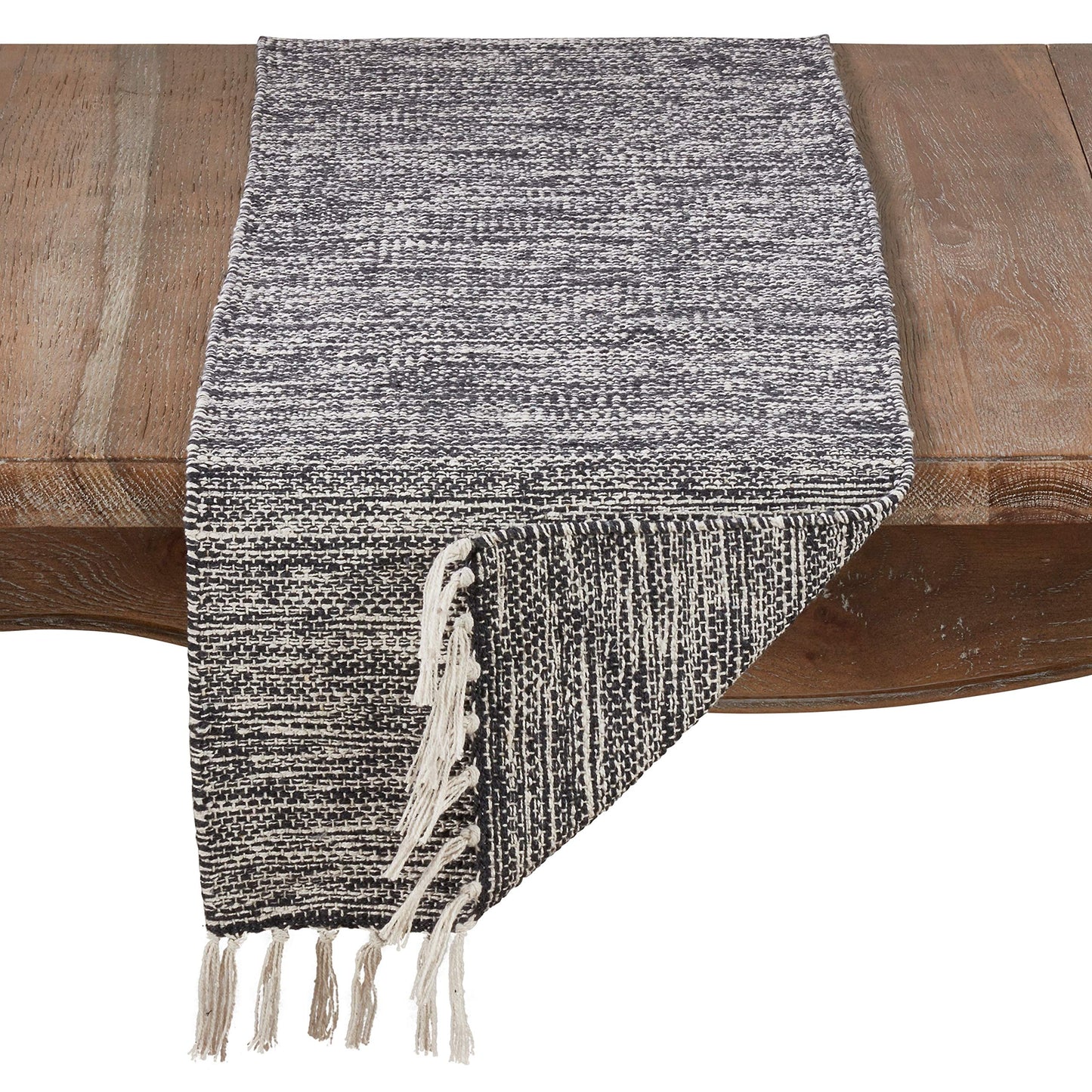 Fennco Styles Classic Black Tassels 100% Cotton Table Runner (14"x72" Table Runner)