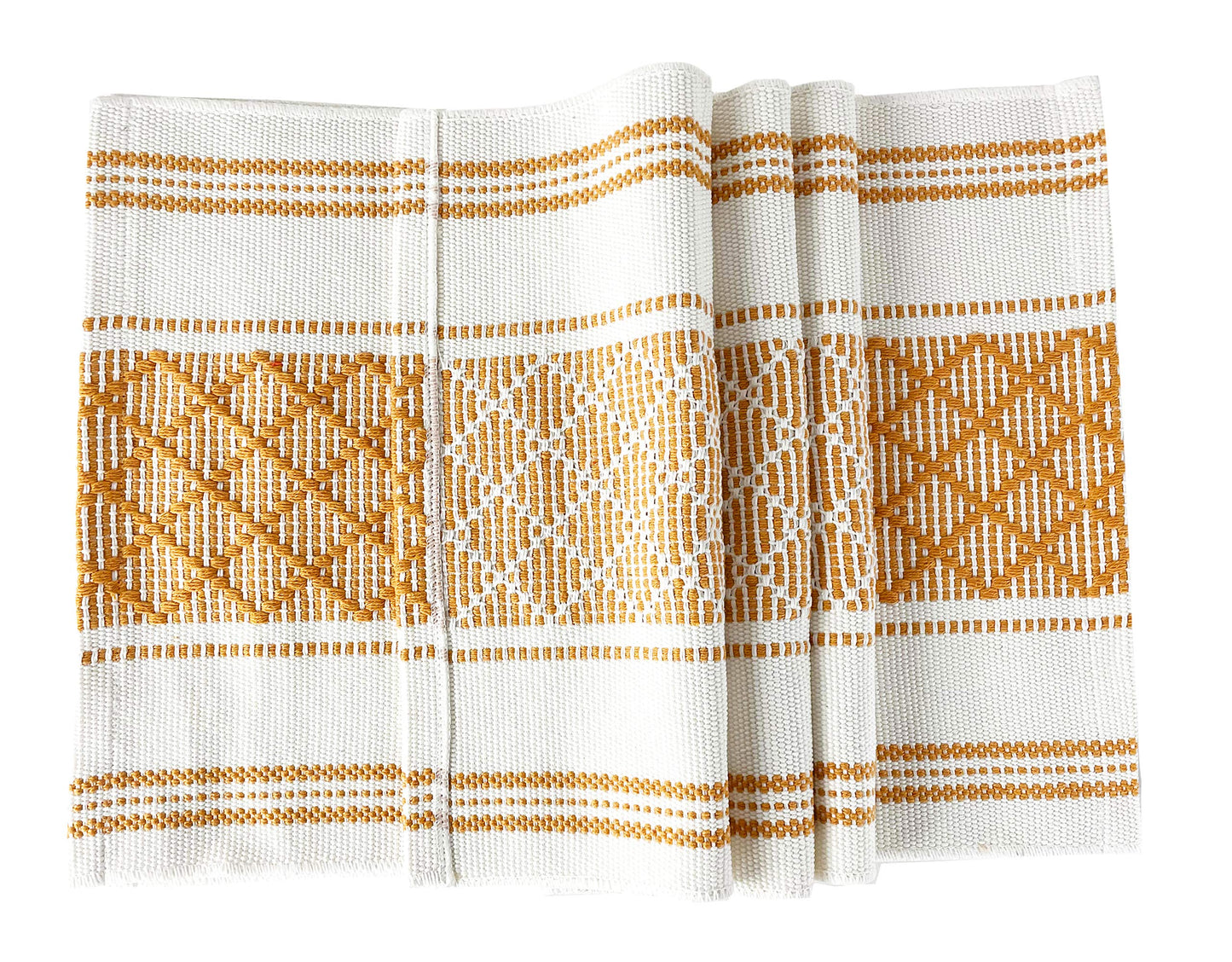 Fennco Styles Diamond Stitch Design Cotton Blend Placemats 14" W x 19" L, Set of 4 - Black Geometric Woven Table Mats for Boho Décor, Home, Dining Table, Banquets, Family Gatherings, Special Occasion