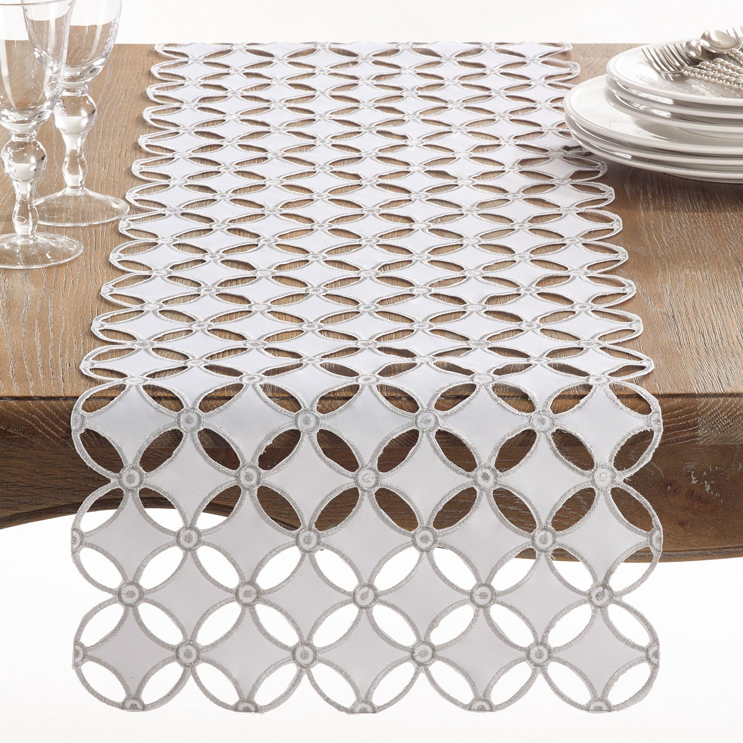 Fennco Styles Buche De Noel Collection Cutwork Design Tablecloth 67 x 67 Inch - Gold Table Cloth for Holiday, Banquets, Family Dinner and Special Events