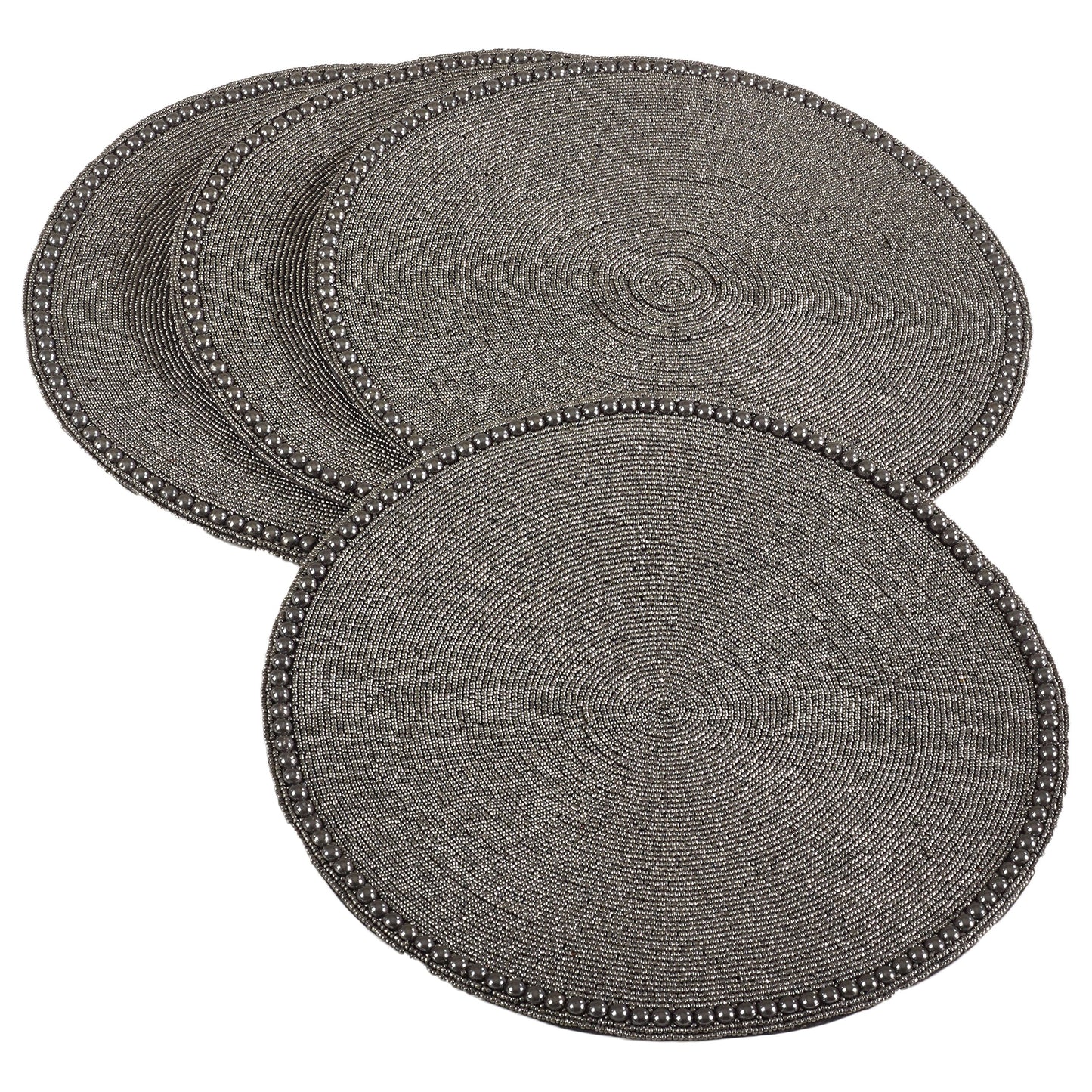 Fennco Styles Goa Glass Beaded 15-inch Round Placemat - 1-Piece