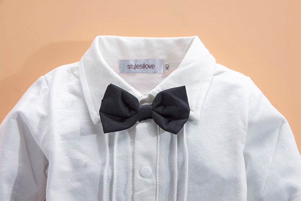 Black & White Tuxedo Romper & Jacket 2pcs Baby formal Wear