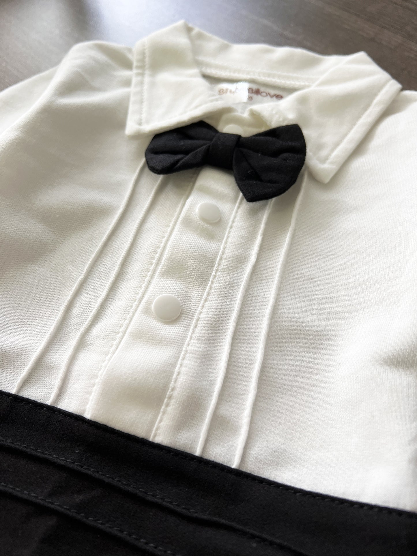 Black & White Tuxedo Romper & Jacket 2pcs Baby formal Wear