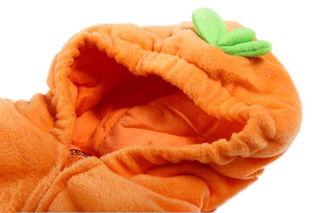 Orange Pumpkin Fleece Hooded Jumpsuit Baby Costume