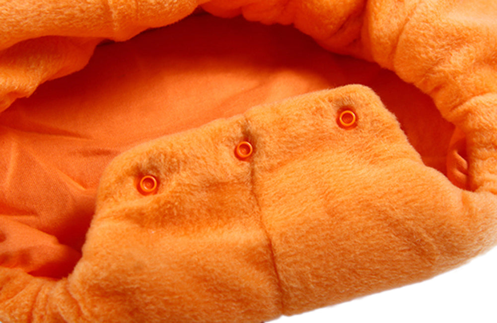 Orange Pumpkin Fleece Hooded Jumpsuit Baby Costume