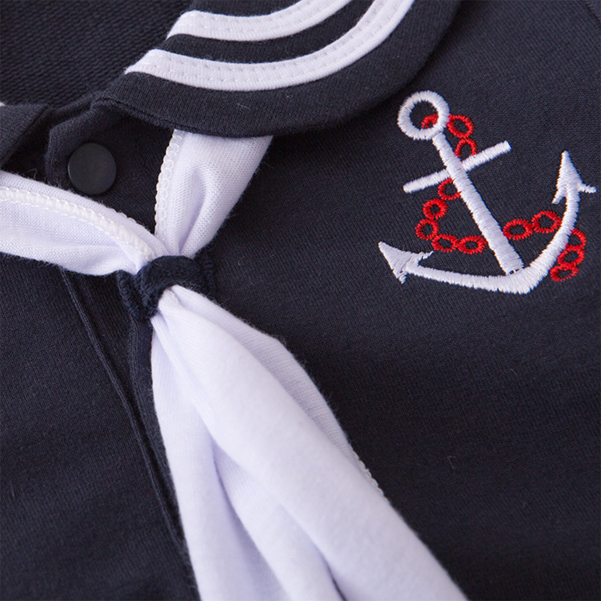 Little Sailor Long Sleeve Baby Romper with Necktie and Hat