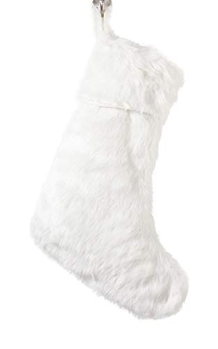 Fennco Styles Exquisite Faux Fur Design White Holiday Christmas Stocking Tree Skirt