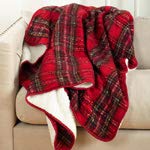 Fennco Styles Sevan Collection Faux Mohair Design Sherpa Red Throw Blanket 50" W X 60'" L