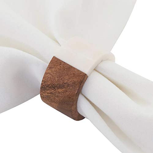 Fennco Styles Wood & Resin Two-Tone Bangle Napkin Rings, Set of 4 - Gold Decorative Napkin Holders for Home, Dining Table, Banquet, Family Gathering, Holiday Décor and Special Occasion