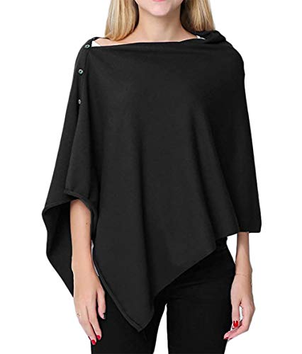 stylesilove Multi-Use Knit Nursing Shawl Poncho Adjustable Buttons for Breastfeeding Protection Nursing Cover Infinity Scarf