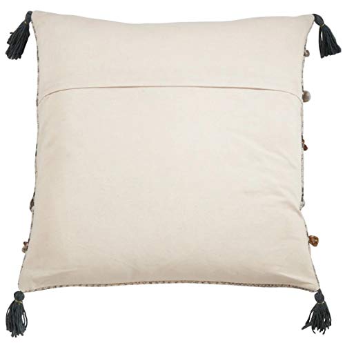 Fennco Styles Geometric Block Print Embroidered Cotton Decorative Throw Pillow - Multicolored Throw Pillow for Home, Couch, Living Room, Bedroom Décor