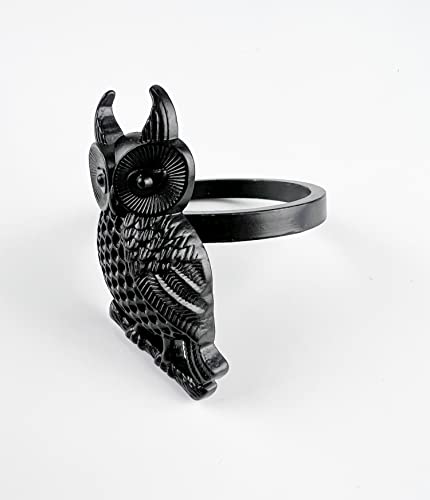 Fennco Styles Perched Owl Metal Napkin Rings, Set of 4 - Animal Napkin Holders for Home Décor, Dining Table, Banquets, Family Gathering and Special Occasions