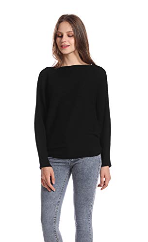 Styles I Love Women Autumn Winter Boat Neck Batwing Sleeve Pullover Knitted Sweater Long Sleeve Loose Top