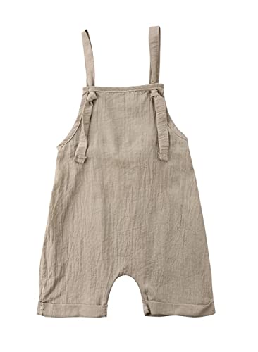stylesilove Unisex Baby Solid Sleeveless Jumpsuit Romper Cotton Overalls Toddler Boys Girls Backless Romper Summer Outfit