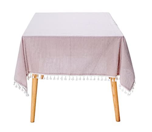 Fennco Styles Woven Gingham Cotton Tablecloth with Tassel 55" W x 71" L - Checkered Rectangle Table Cover for Everyday Use, Home, Dining Table Décor, Banquets, Farmhouse, and Special Events