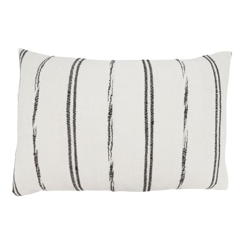 Fennco Styles Striped Textured Decorative Throw Pillow Cover 16" W x 24" L – Natural Woven Cushion Case for Home, Couch, Bedroom, Living Room and Office Décor