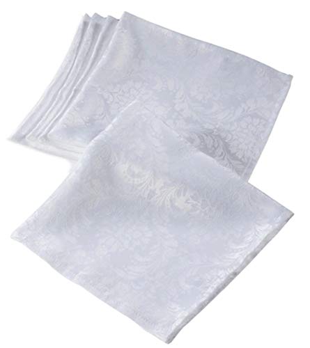 Fennco Styles Holiday Elegant Damask White Table Linen Collection Tablecloth
