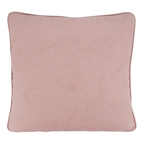 Fennco Styles Embroidered Tassel Trees & Snowflakes Cotton Throw Pillow 18" W x 18" L - Pink Holiday Cushion for Christmas, Home, Couch Décor and Special Occasion