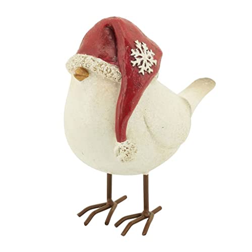 Fennco Styles Decorative Resin Perched Bird Sculpture Figurine for Farmhouse, Tabletop, Bookshelf, Garden, Christmas and Holiday Décor