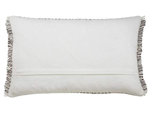 Fennco Styles Modern Kantha Stitch Design 100% Cotton Decorative Throw Pillow Cover 14 x 23 Inch - Grey Cushion for Couch, Living Room and Bedroom Décor