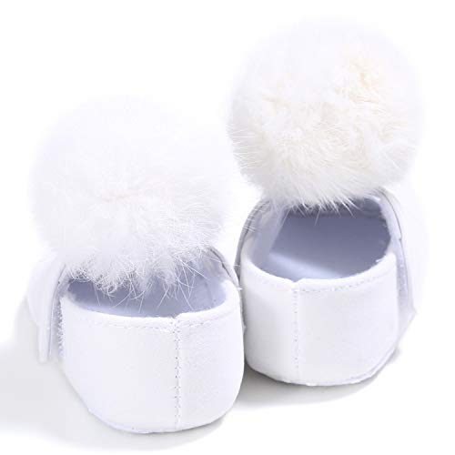 stylesilove Infant Baby Girl Cute Pom Pom Solid Ballet Soft Sole Anti-Slip Crib Shoes Pre-Walker Shoes 0-18M, 5 Colors