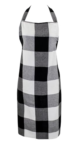 Fennco Styles Black Buffalo Check Plaid Design Cotton Kitchen Full Size Apron 24" W X 36" L