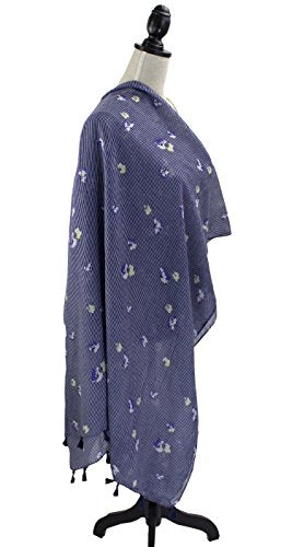 stylesilove Women Cozy Tassels Oblong Cotton Scarf Lightweight Shawls Wrap