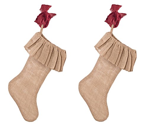 Fennco Styles Holiday Décor Ruffled Jute Christmas Tree Skirt - Natural Burlap Tree Skirt for Home, Office, Outdoor, Winter Holidays and Special Occasions