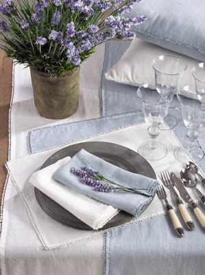 Fennco Styles Pomponin Collection Pom Pom Design 100% Linen Table Runner