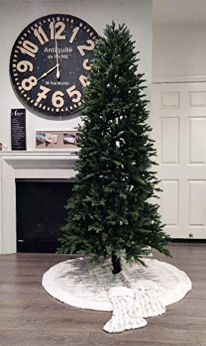 Fennco Styles Holiday Brushed Foil Print Faux Fur Christmas Tree Skirt - Metallic Design Tree Skirt for Home, Holiday Tree, Indoor and Special Occasion